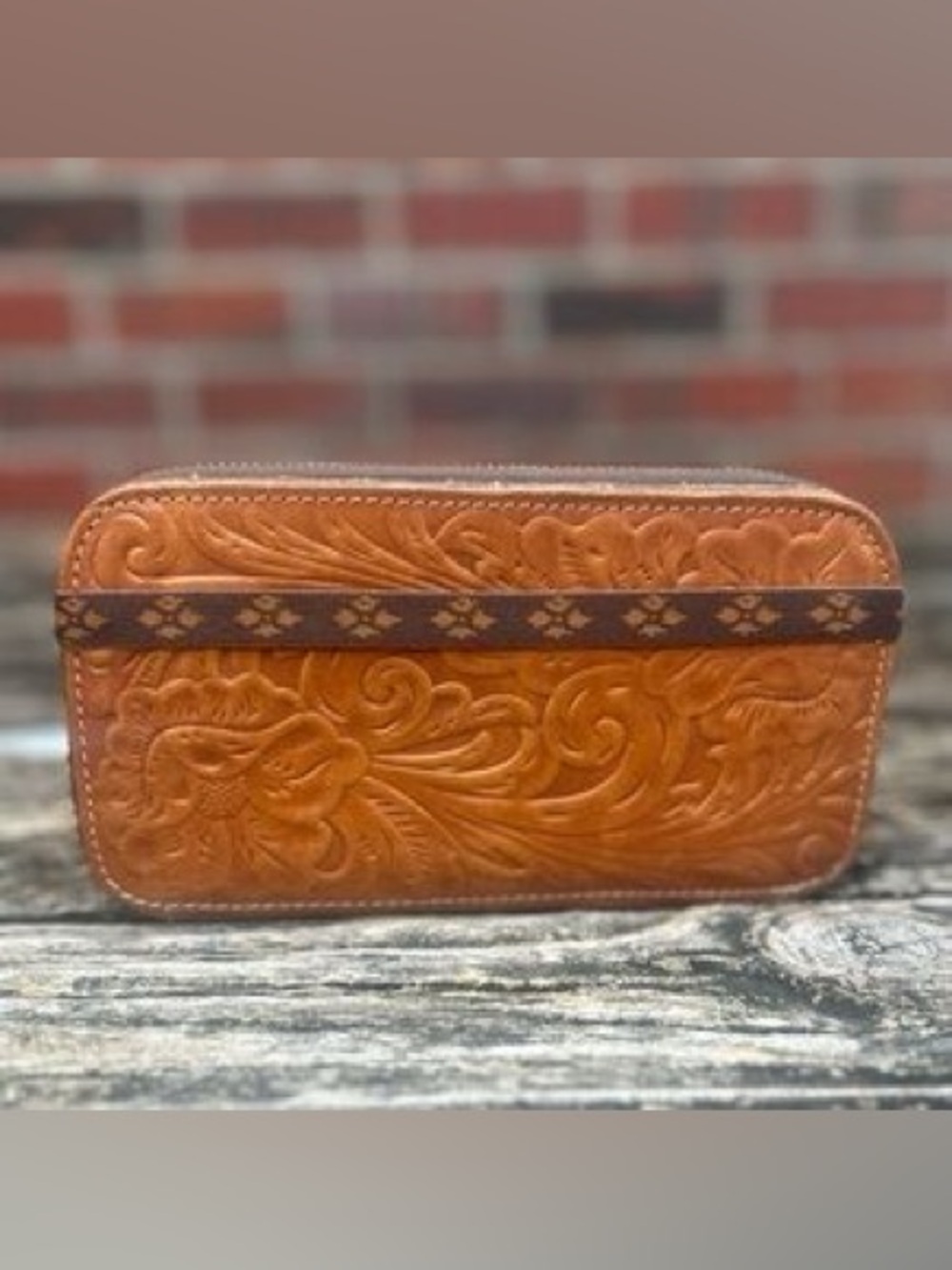 Patricia Nash Brown Leather Wallet with Stitched Paneling